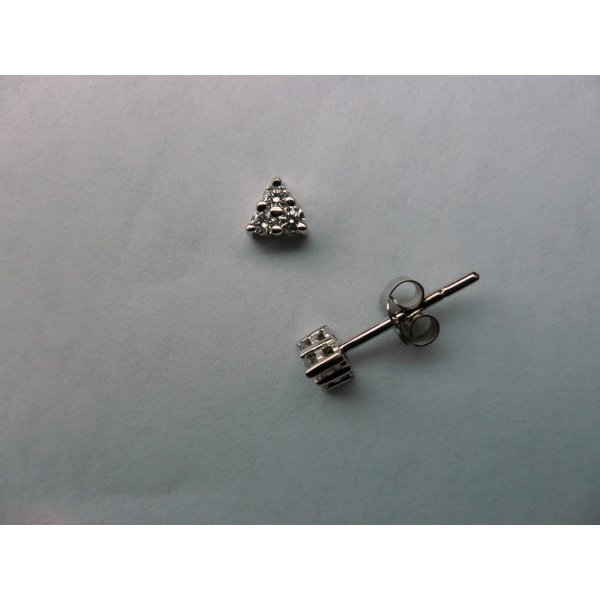 Triangle Ear Studs White Gold