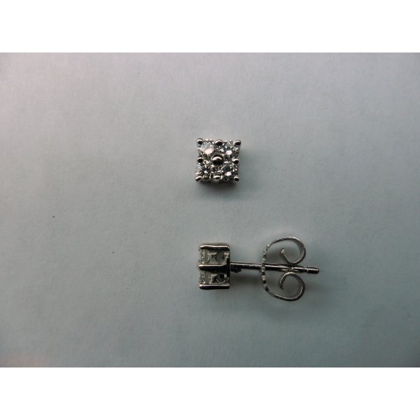 Square Ear Studs White Gold