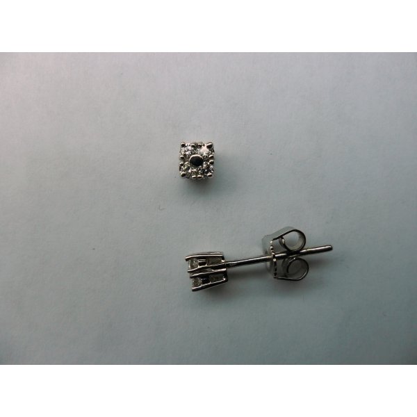 Square Ear Studs White Gold Small