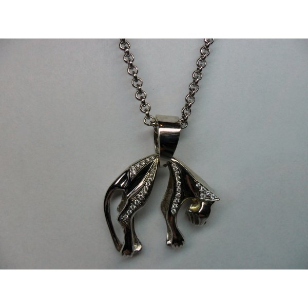 White Gold Panther Pendant with Diamonds