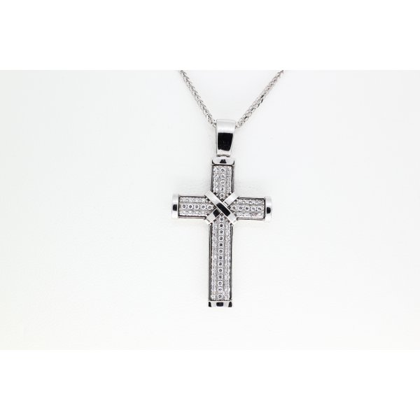 Cross Pendant White Gold With Crystals