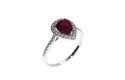 Pear Halo Ruby Ring White gold 