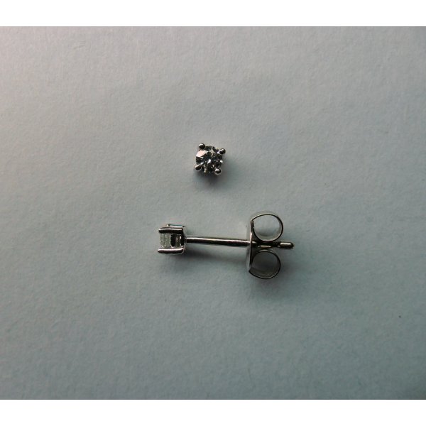 White Gold 4-Pronks Solitaire Ear Studs 2 - 0.18 crt.