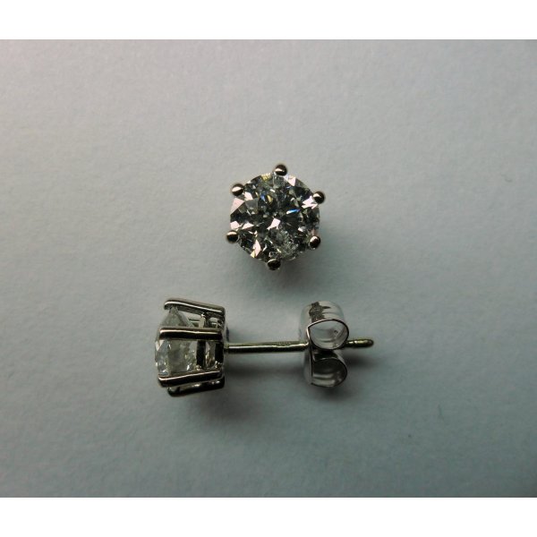 White Gold Solitaire Ear Studs 2 - 2.04 crt.