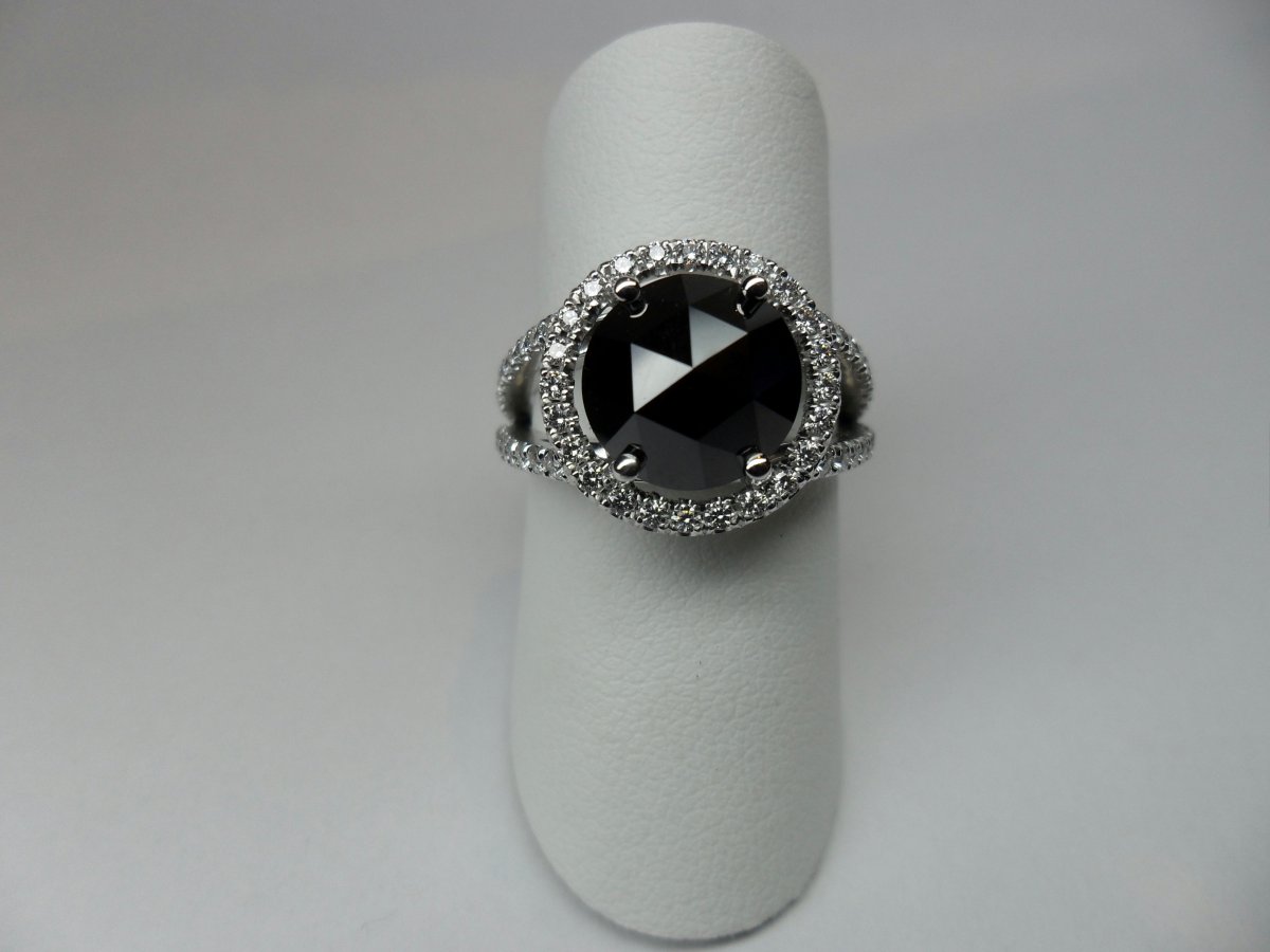Halo Ring with Rose Cut Black Diamond