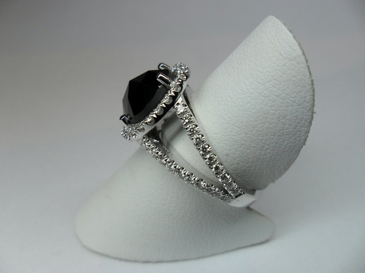 Halo Ring with Rose Cut Black Diamond