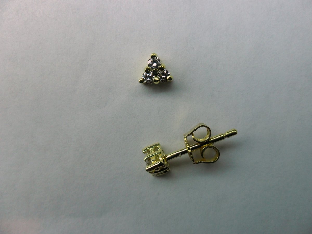 Driehoek Geelgoud Diamanten Oorbellen