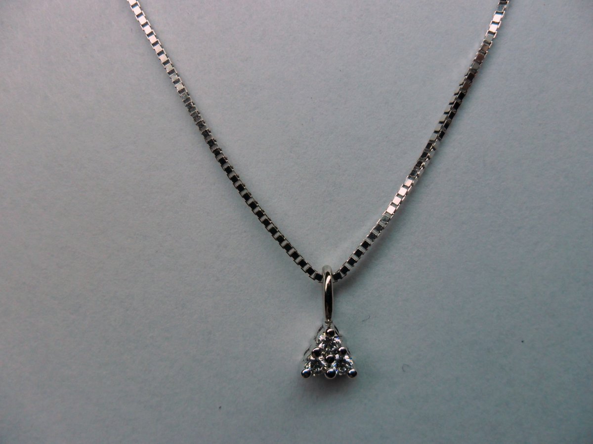 Triangle Pendant White Gold Small