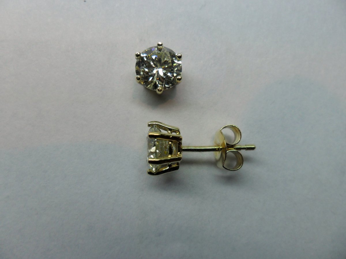 Geelgouden Solitair Oorstekers 2 - 2.03 crt.