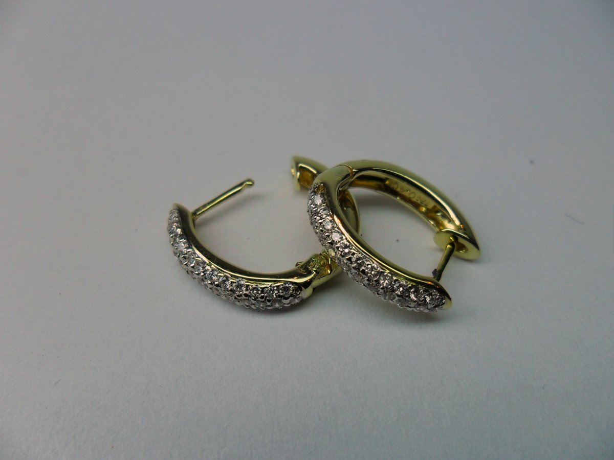 Yellow Gold Oval Pavé Earrings