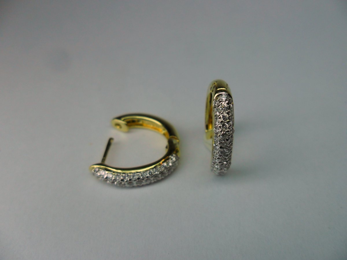 Yellow Gold Oval Pavé Earrings