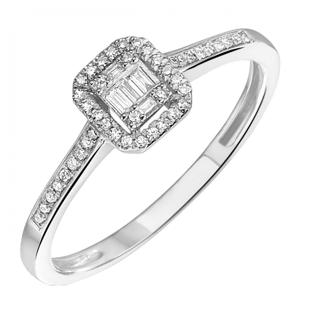 Baguette Entourage Diamant Ring Witgoud
