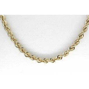 Rope Necklace Yellow Gold 4mm Hollow