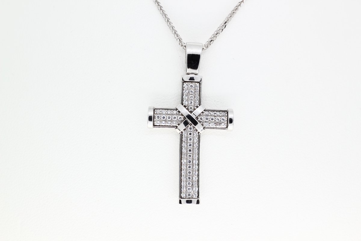 Kruis Hanger Witgoud met Kristallen