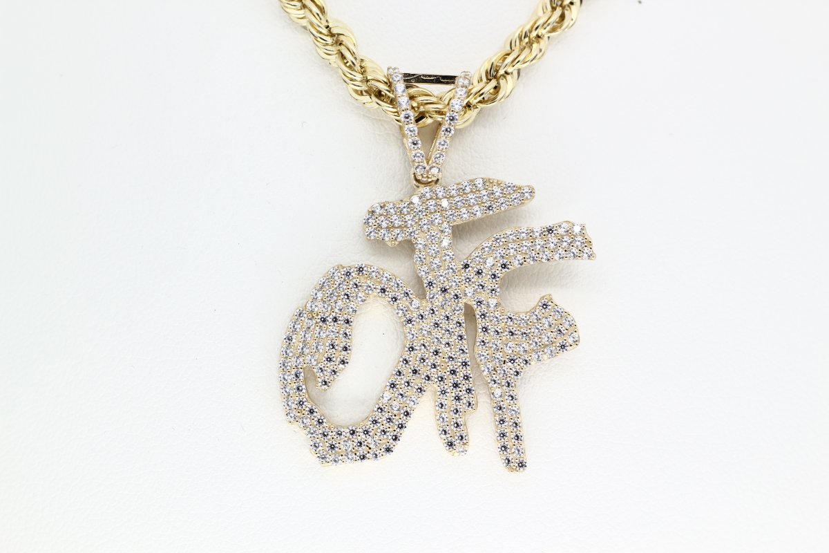 Geelgouden hanger OTF gezet met kristallen