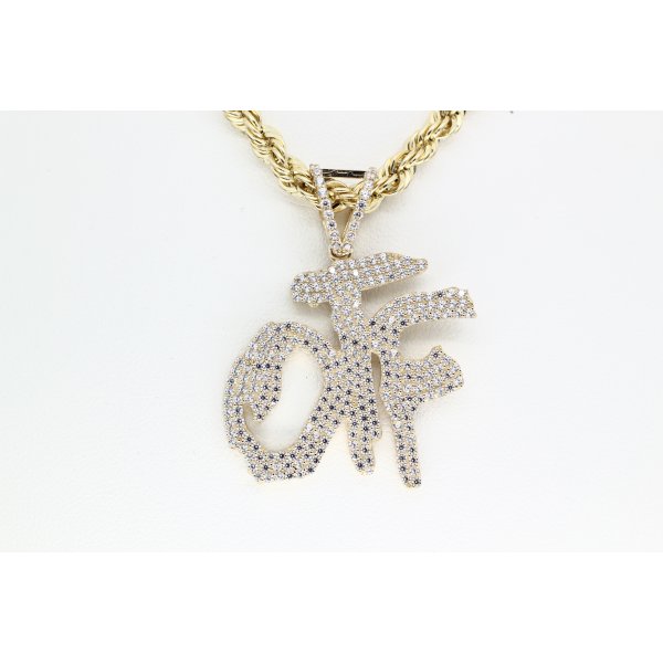 Yellow Gold Pendant OTF Set With Crystals
