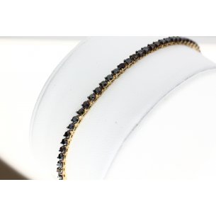 Yellowgold Tennis Bracelet With Black Crystals