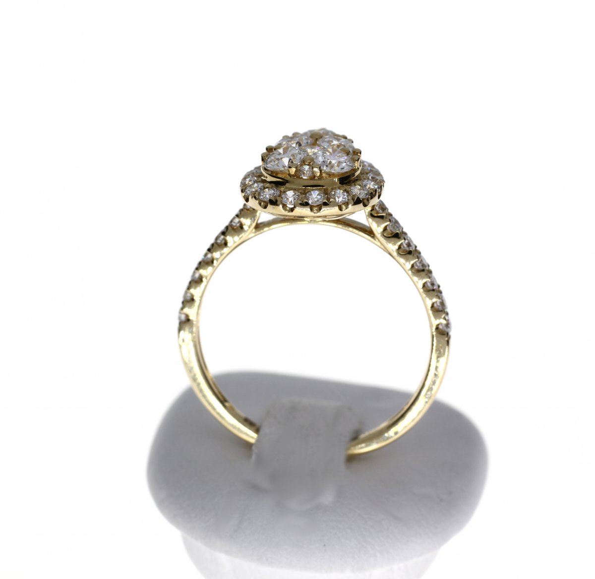 Rijring Solitair Peervorm Pavé 44-1,10crt