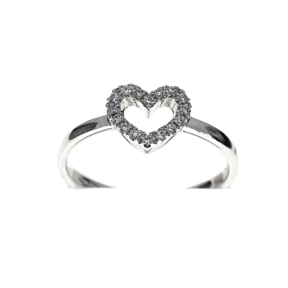 Witgouden Hart Ring met 0.09crt Diamant