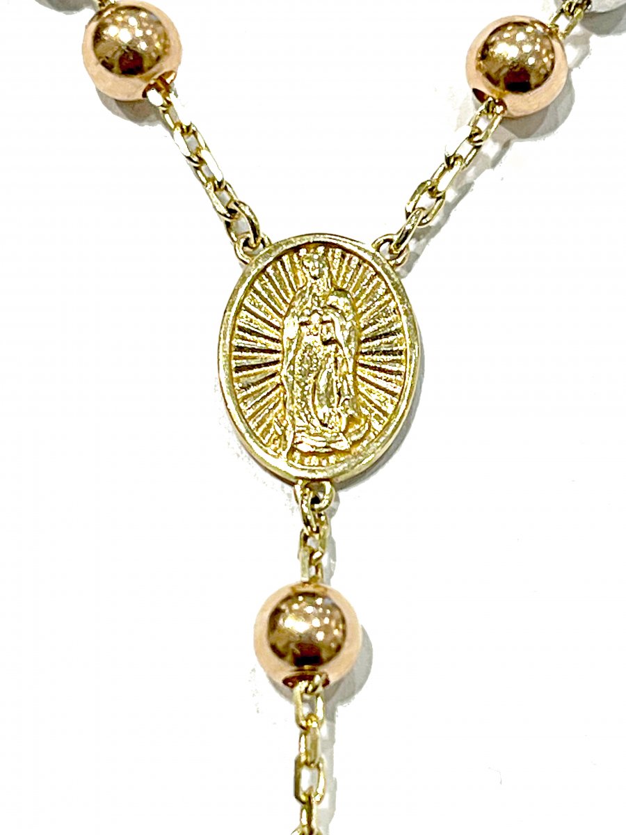 3 Kleuren Gouden Rozenkrans Collier Zwaar