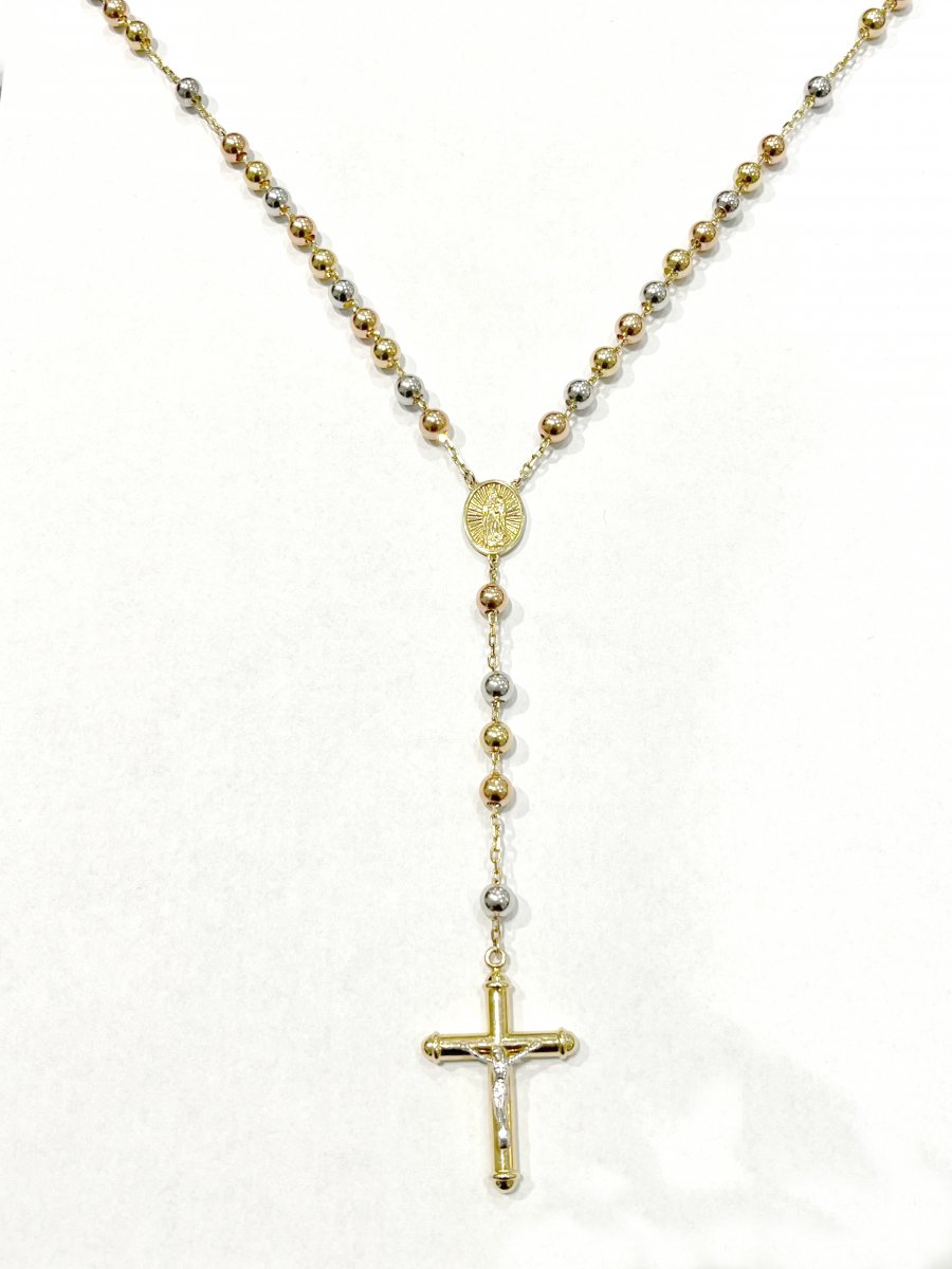 3 Kleuren Gouden Rozenkrans Collier Zwaar