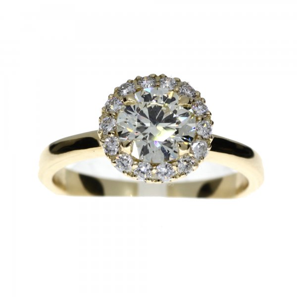 18 Carat Gold Halo Ring with 15-1.27ct Diamond