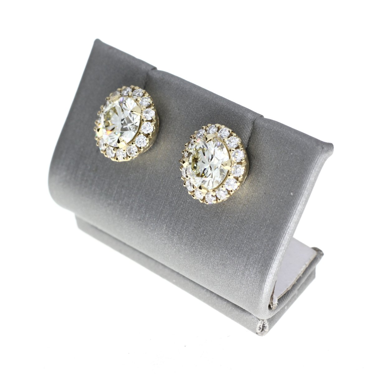 18 Carat Gold Halo Stud Earrings with 30-1.79ct Diamond