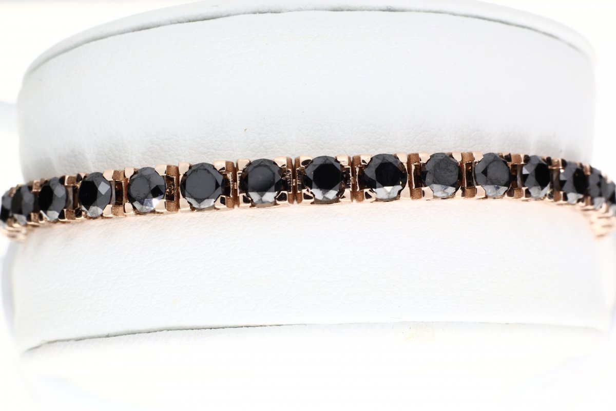 Roodgouden tennis armband met zwarte diamanten