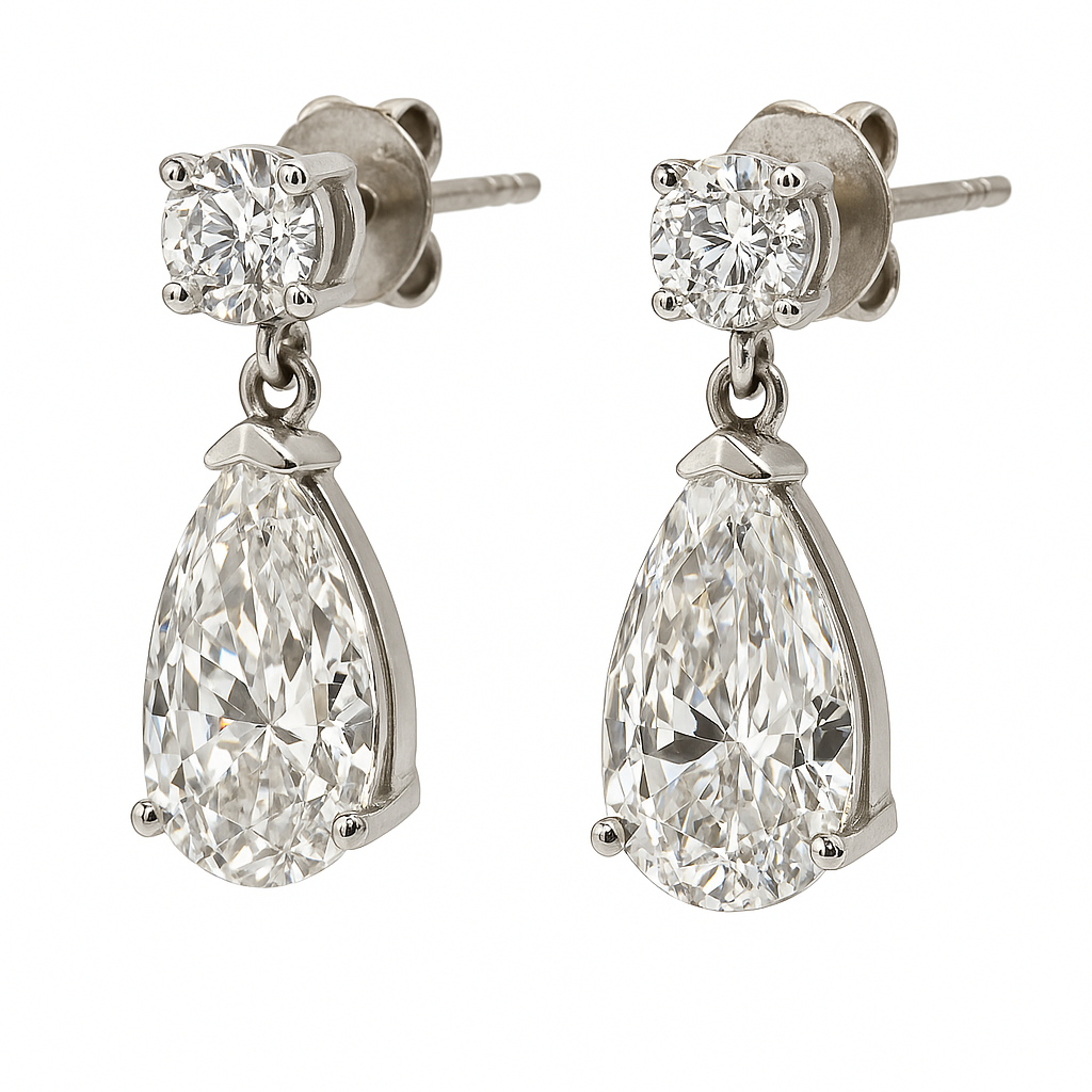 Lab-grown Pearshape oorstekers 4-2.61crt