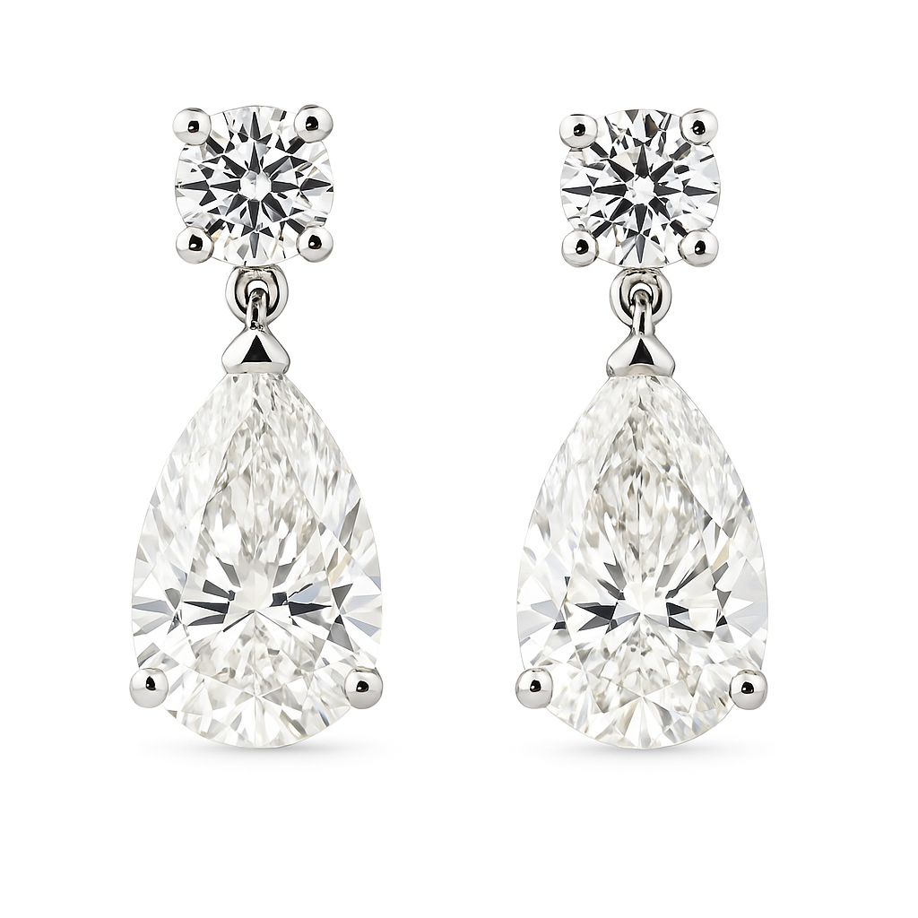 Lab-grown Pearshape oorstekers 4-2.61crt