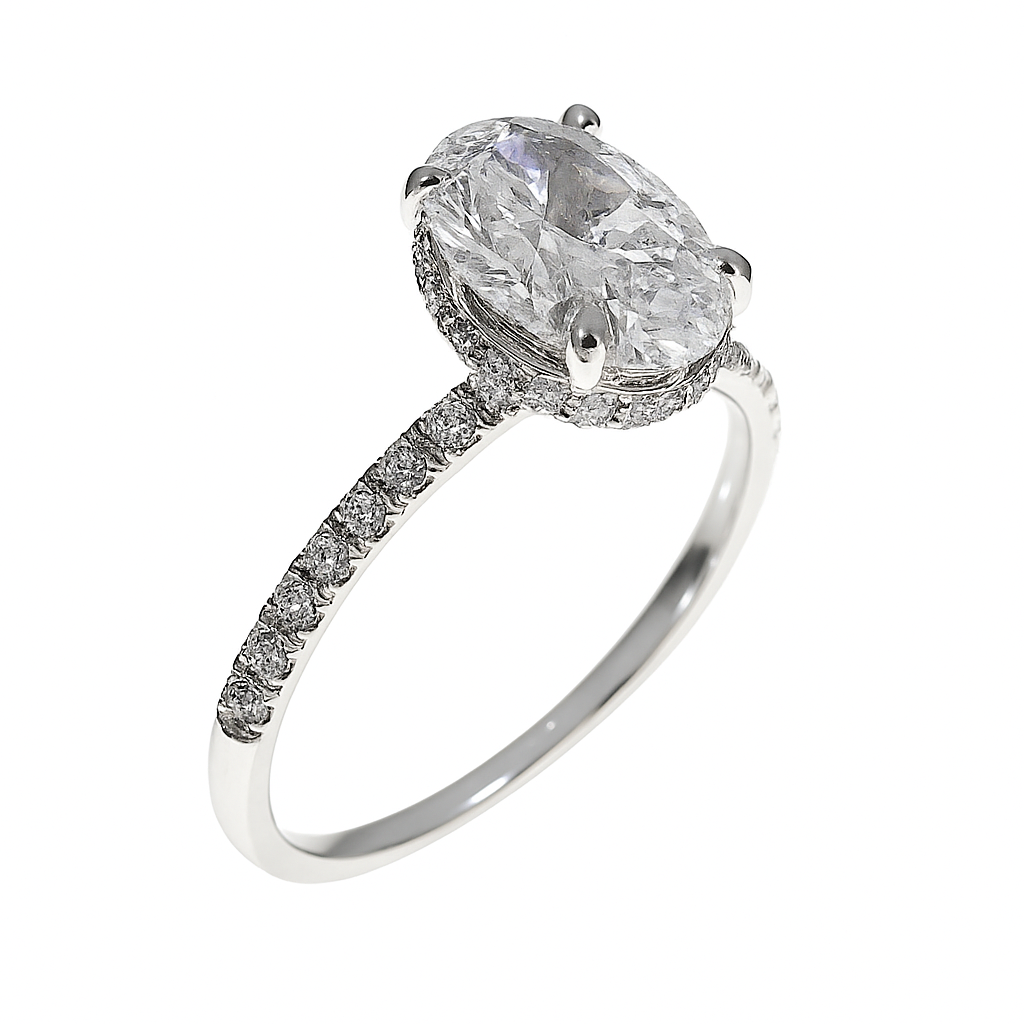 Lab-grown Ovaal Solitair Ring 2.44crt