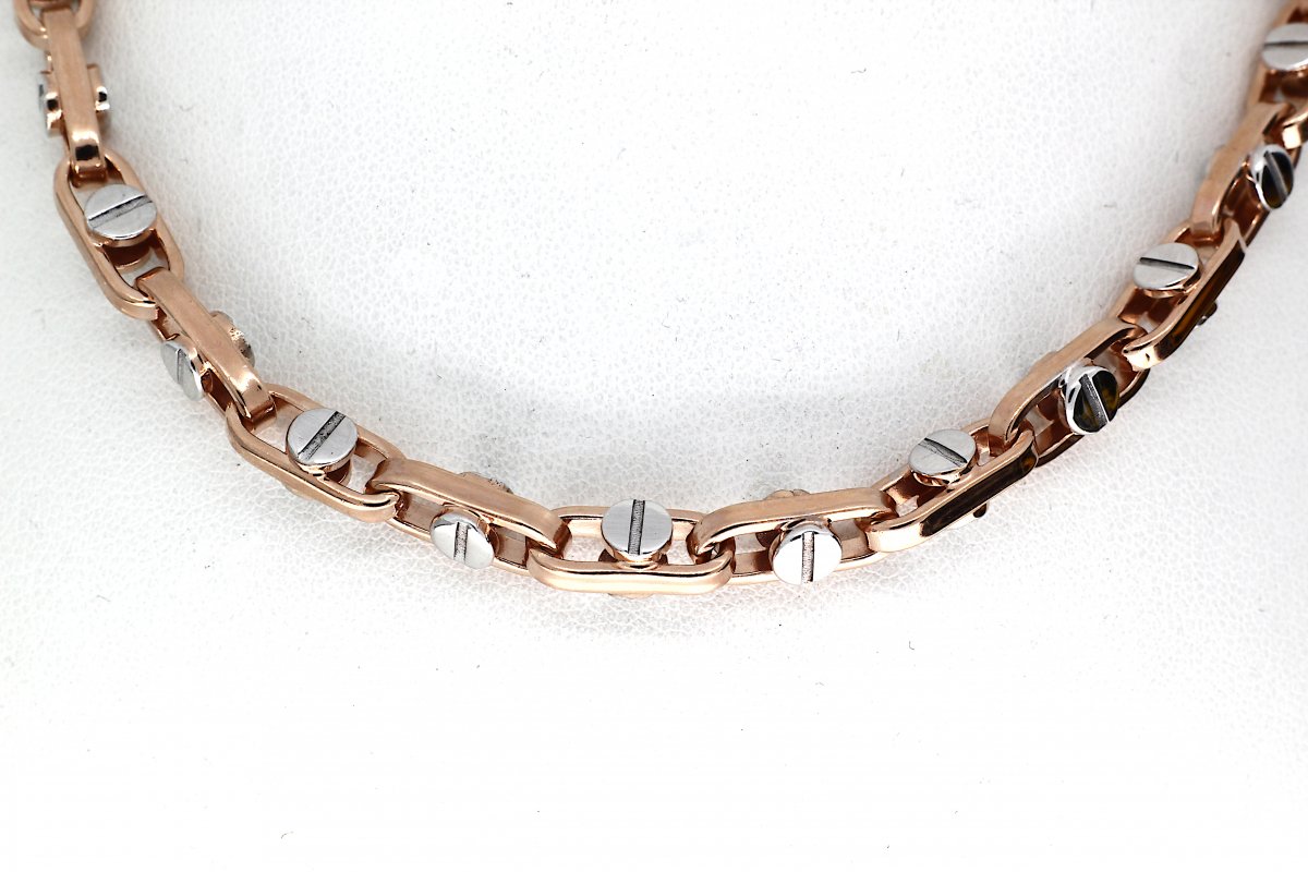 14 Karaat Rood en Witgouden Steg collier