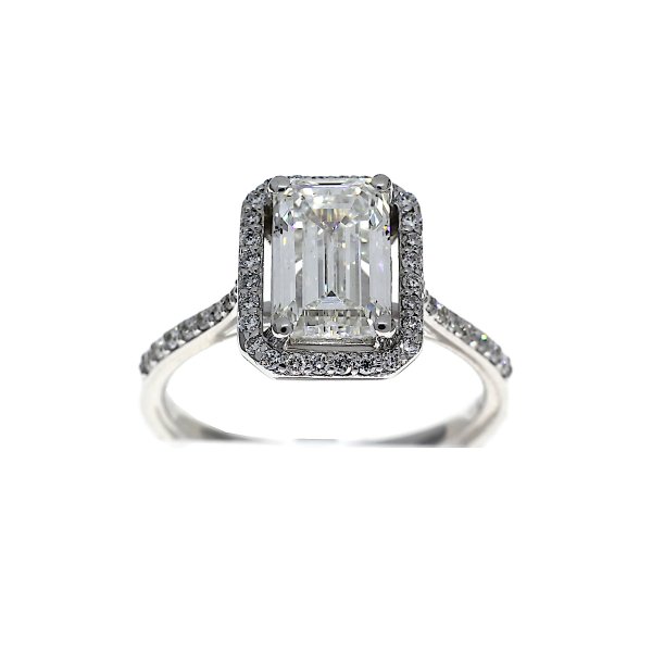 Lab Grown Emerald Cut Halo Ring