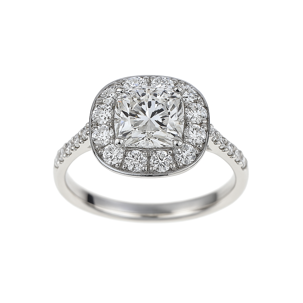 Lab-grown Cushion Halo Ring 21-1.83crt