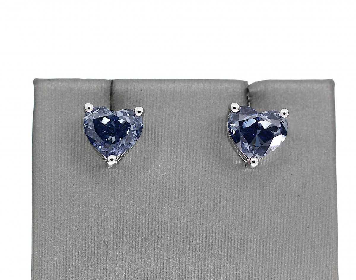 Lab-grown Blauwe Hartgeslepen Diamant Oorstekers 2-2.11crt
