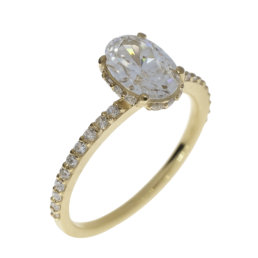 Lab-grown Ovaal Solitair Ring 1.26 crt