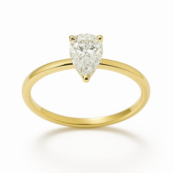 Lab-grown pear solitiar ring 1-0.70crt