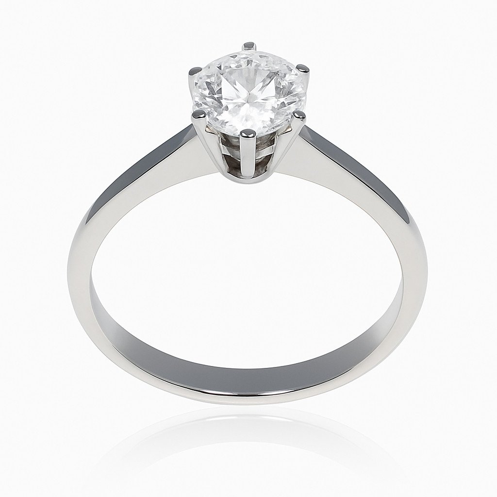 Platina Solitair ring met 1-1.07crt