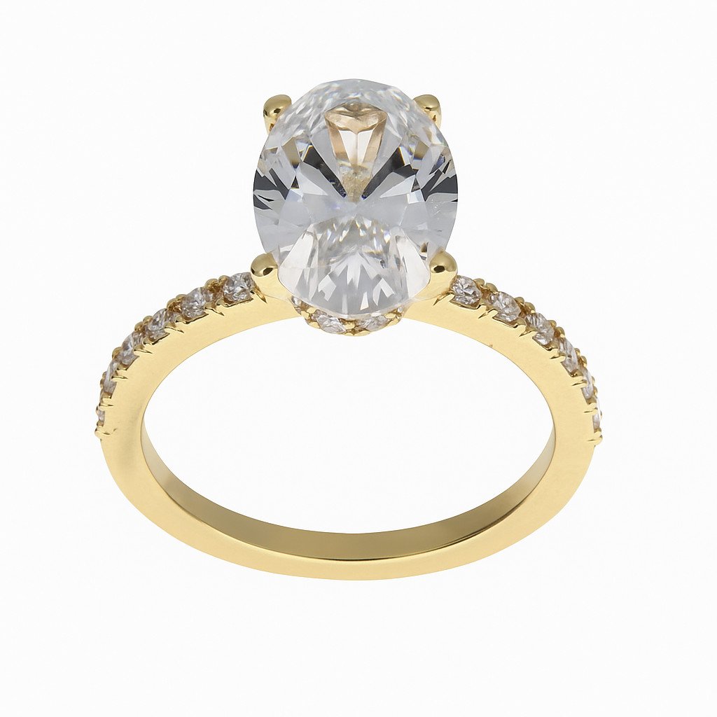Lab-grown Ovaal Solitair ring 3.29crt