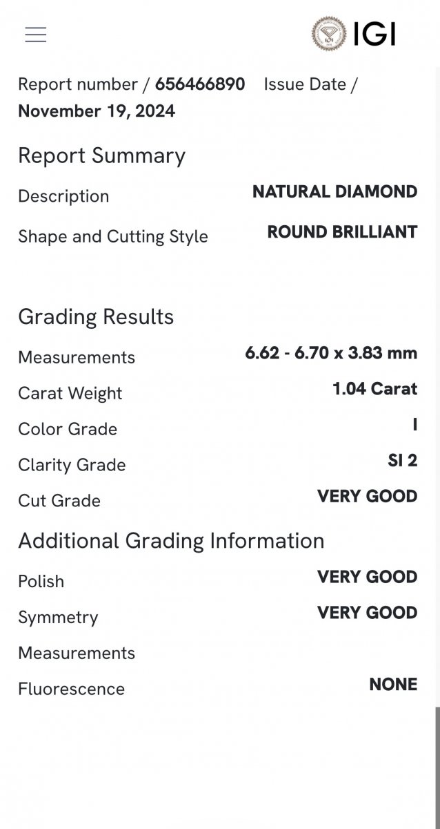 Solitair Ring 1.04 crt.