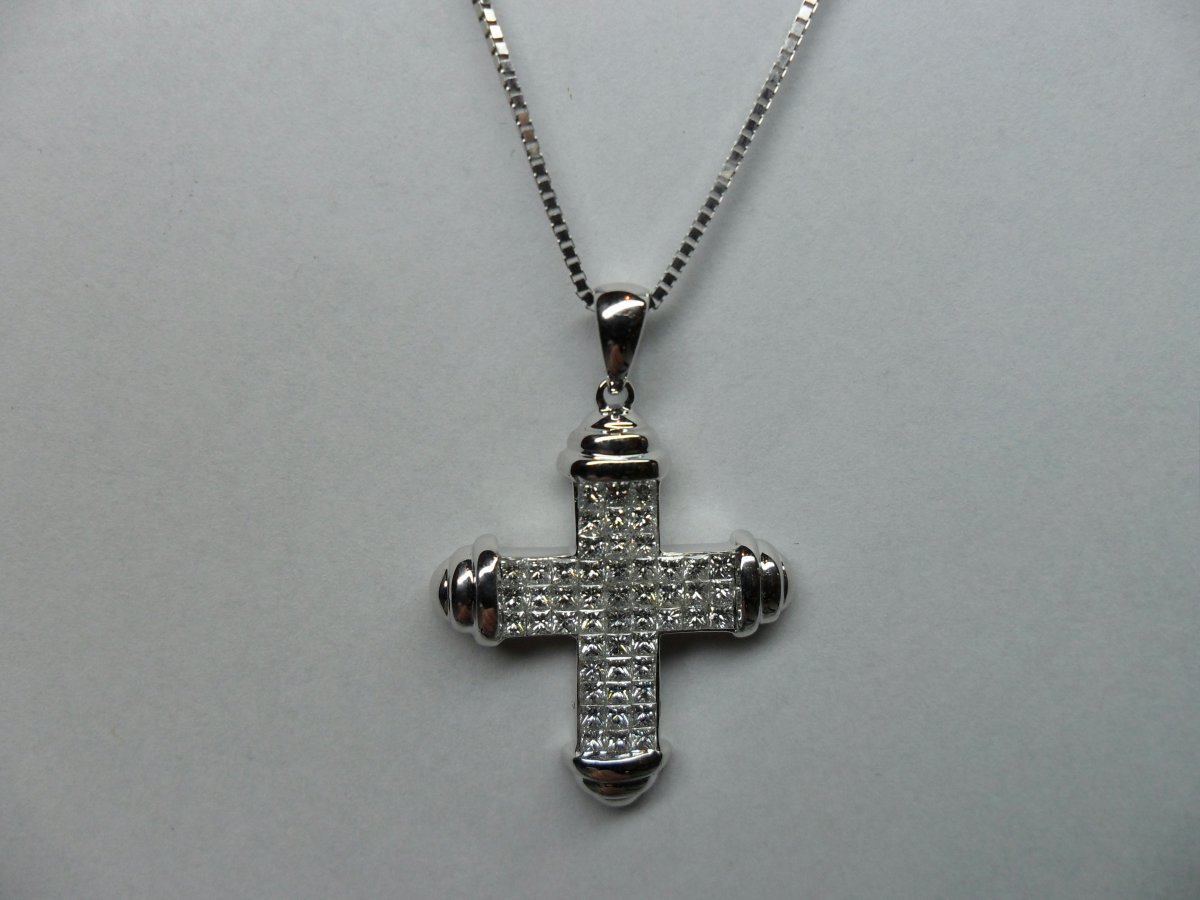 Witgouden Invisible Kruis Hanger Klein