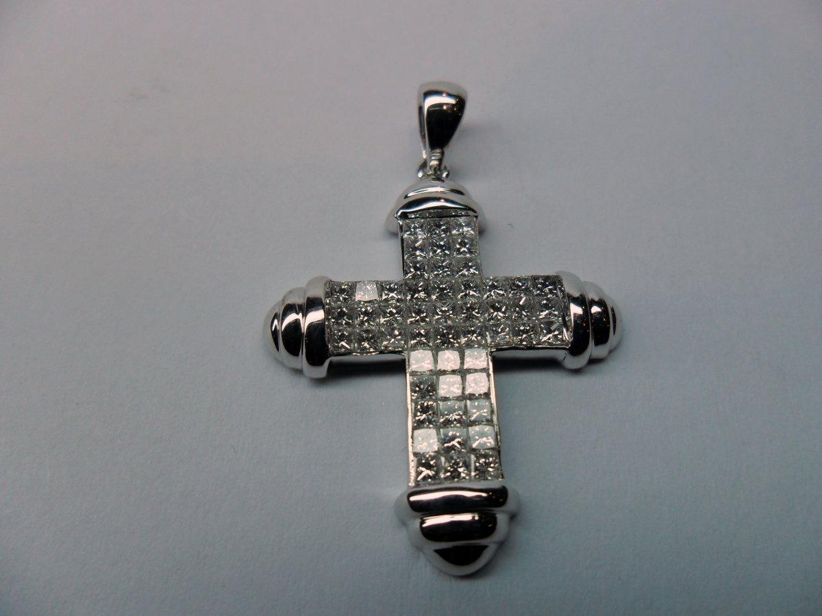 Witgouden Invisible Kruis Hanger Klein