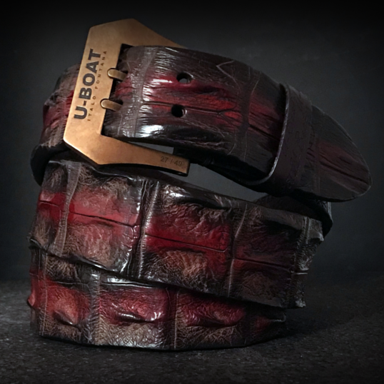 U-Boat Krokodillen Lederen Riem Bruin/Rood 7716