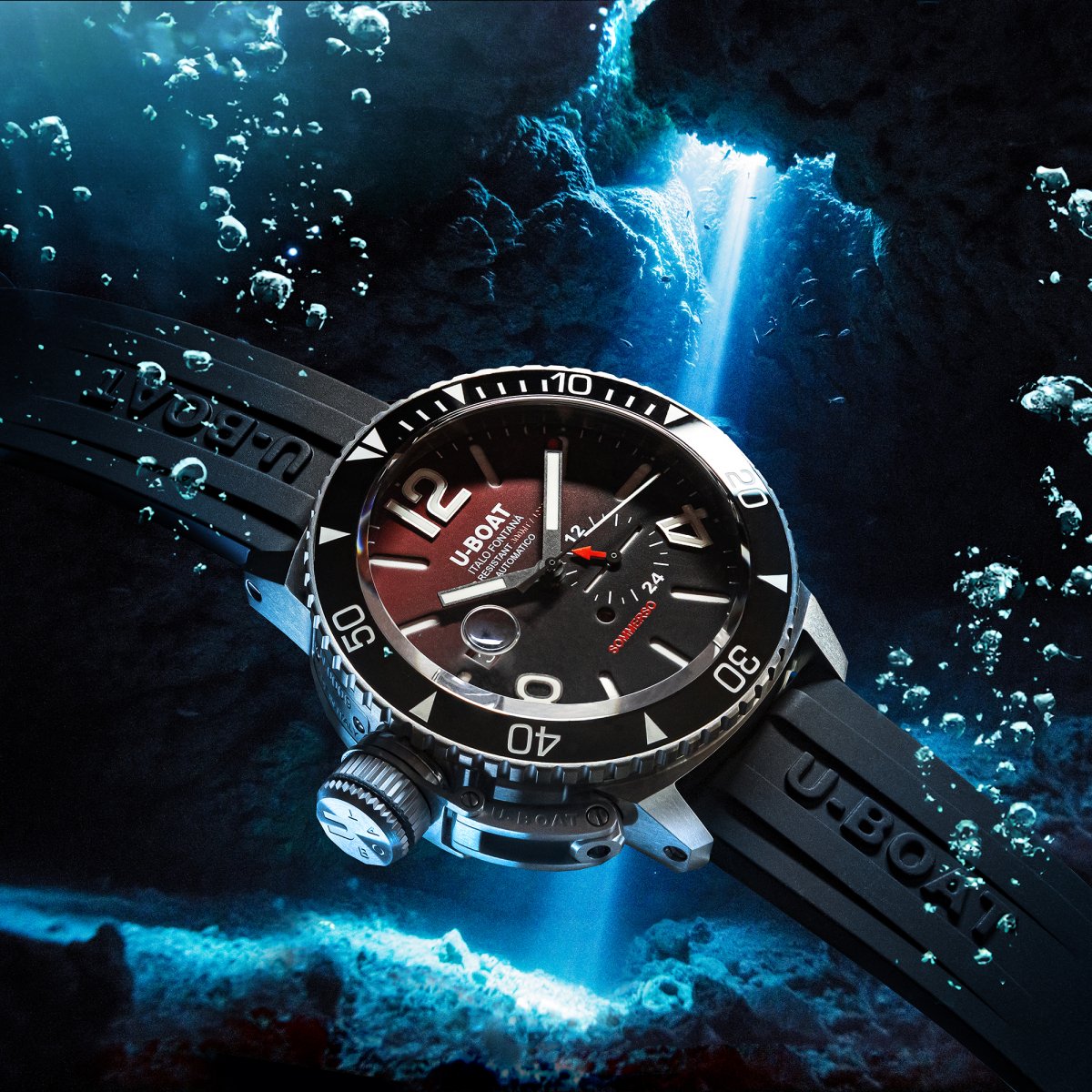 U-Boat Sommerso Ceremic Bordeaux horloge 9521