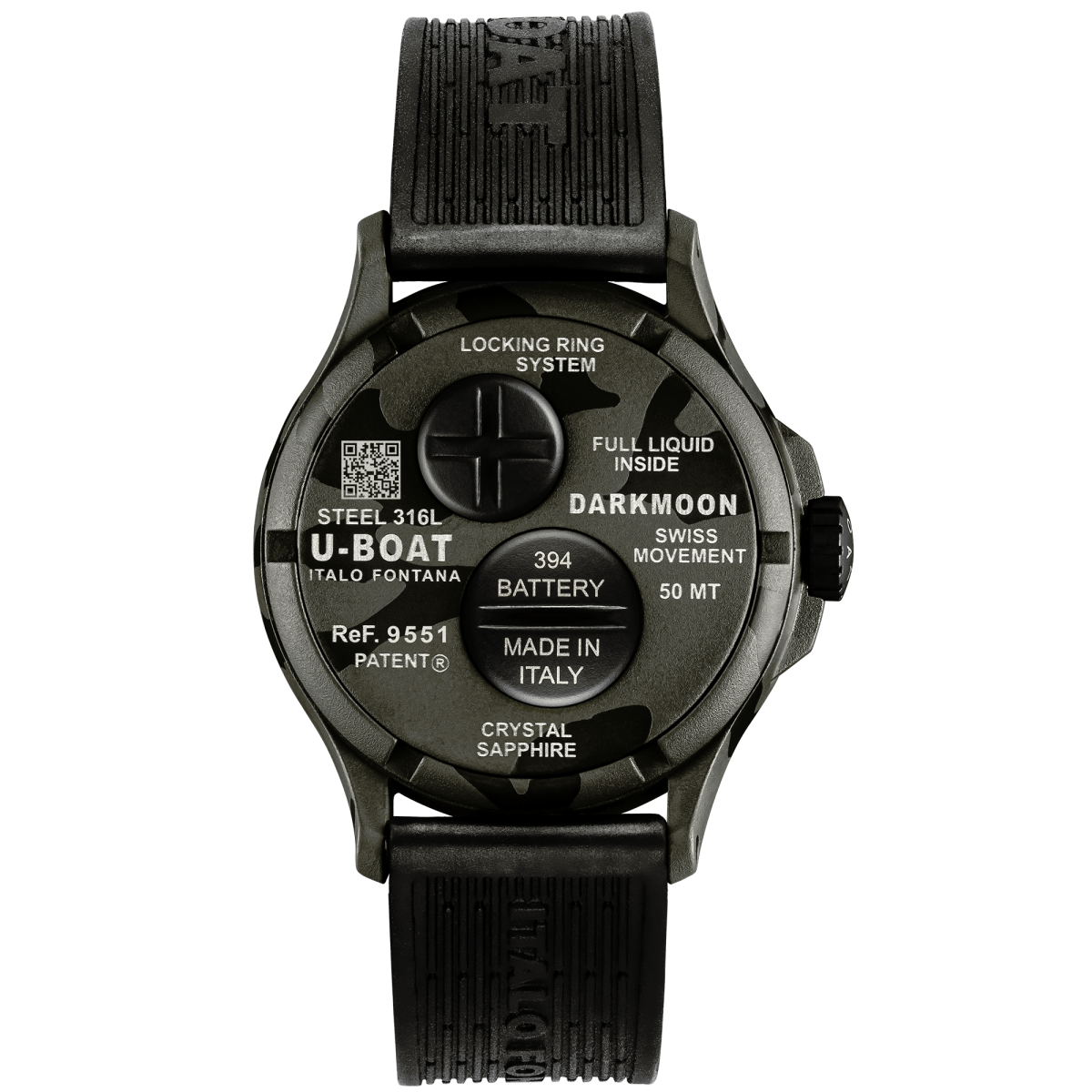 U-Boat Darkmoon 40 MM BK Grey Curved Camouflage Horloge 9551