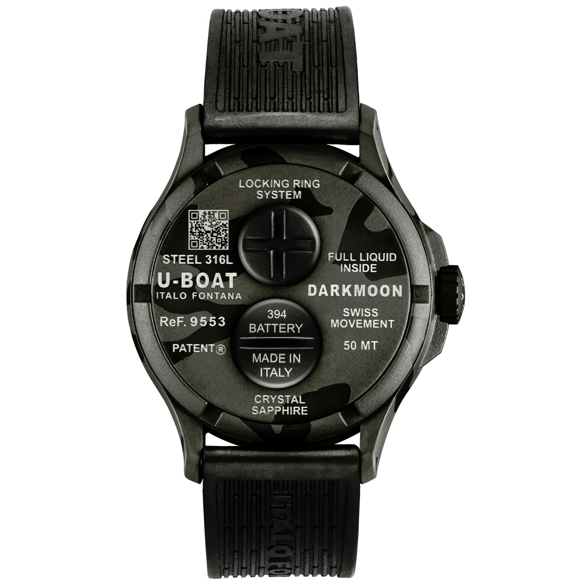 U-Boat Darkmon 44 MM BK Grey Curved Camouflage Watch 9553