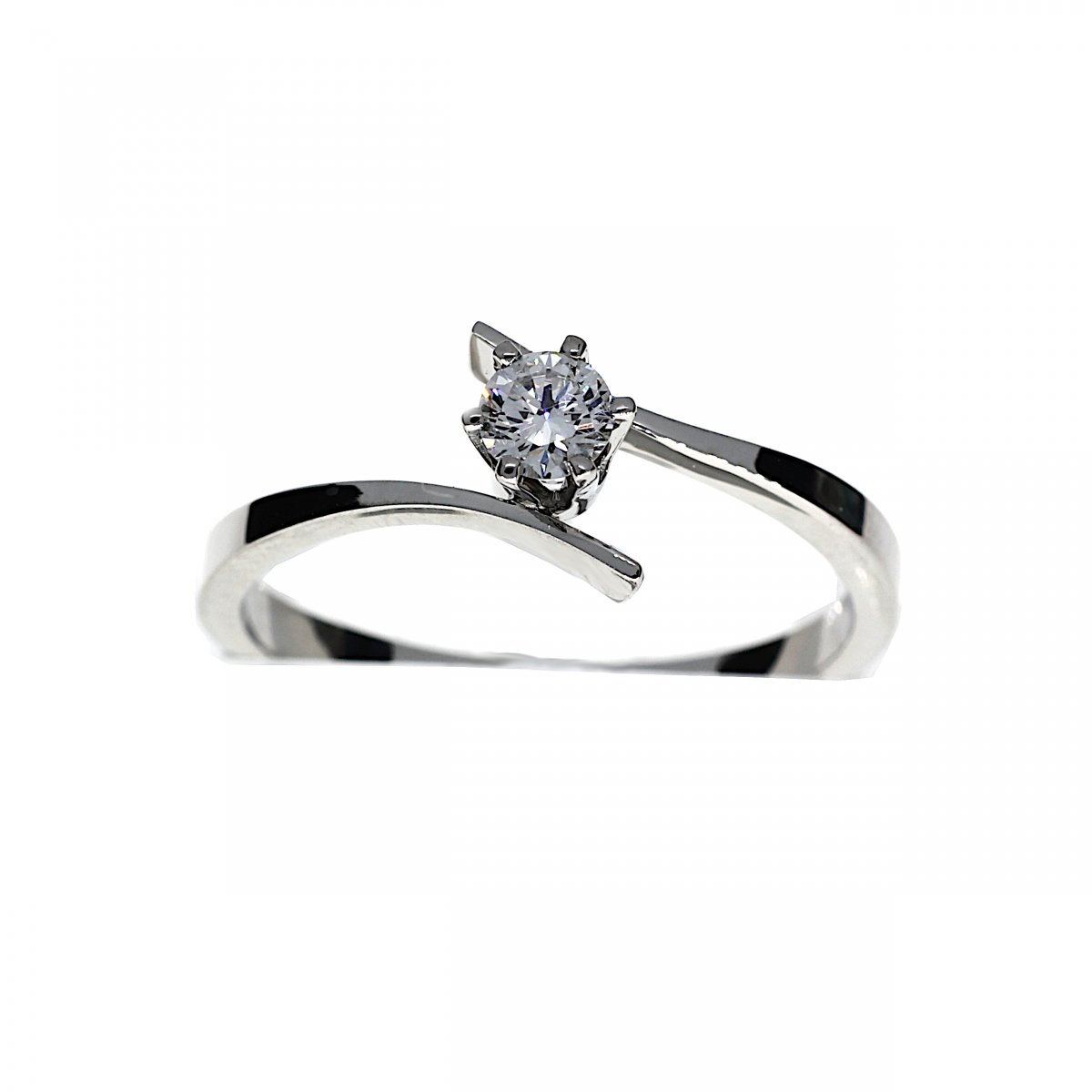 Slag Solitair Ring 0.17 crt. Witgoud