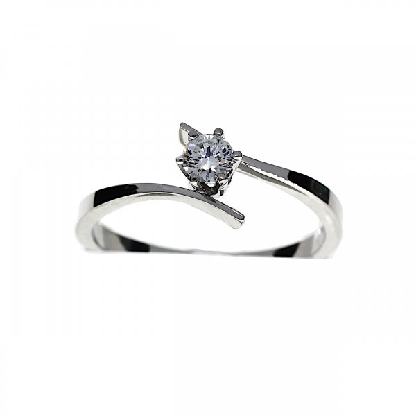 White Gold Twisted Solitaire Ring 0.17 crt.