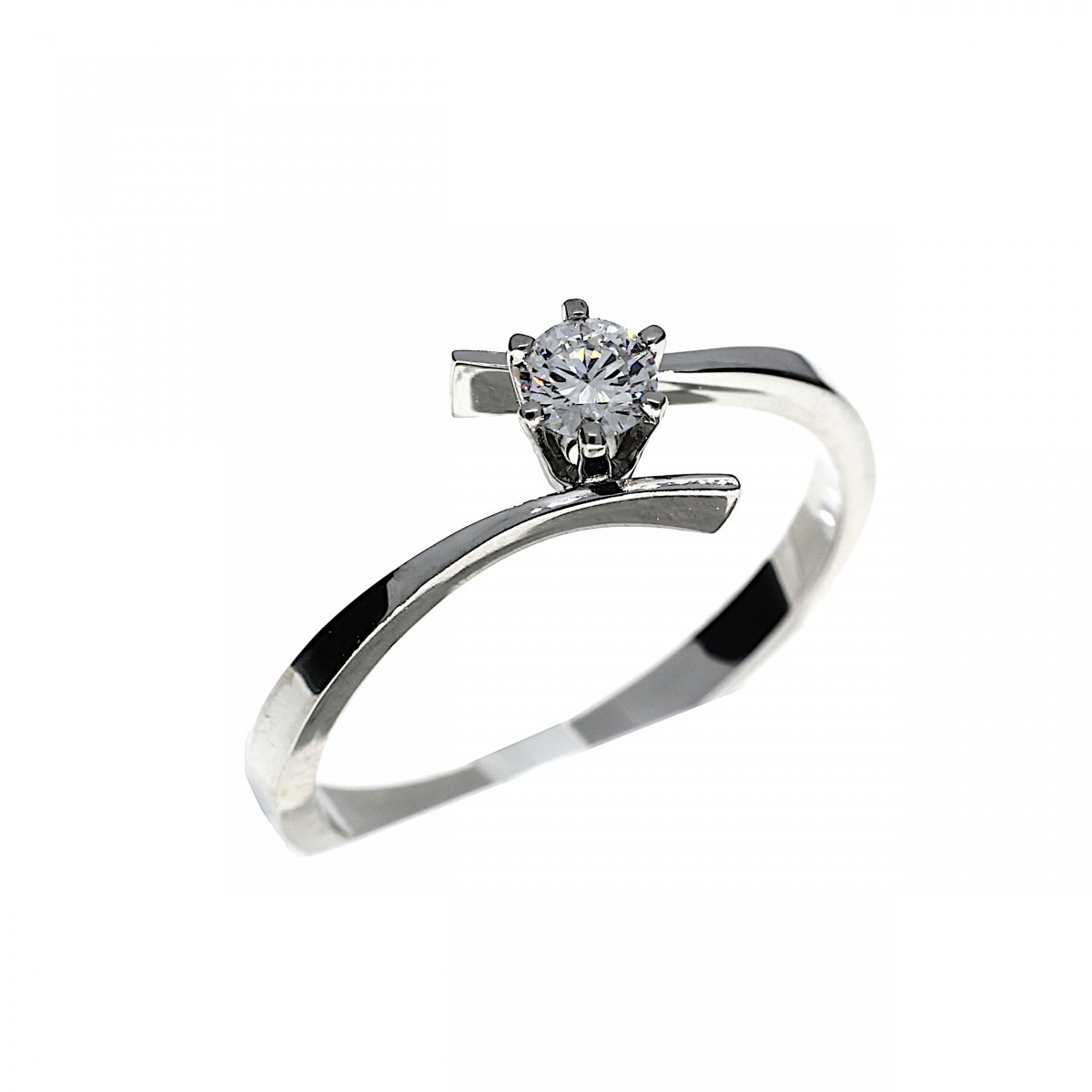 Slag Solitair Ring 0.17 crt. Witgoud