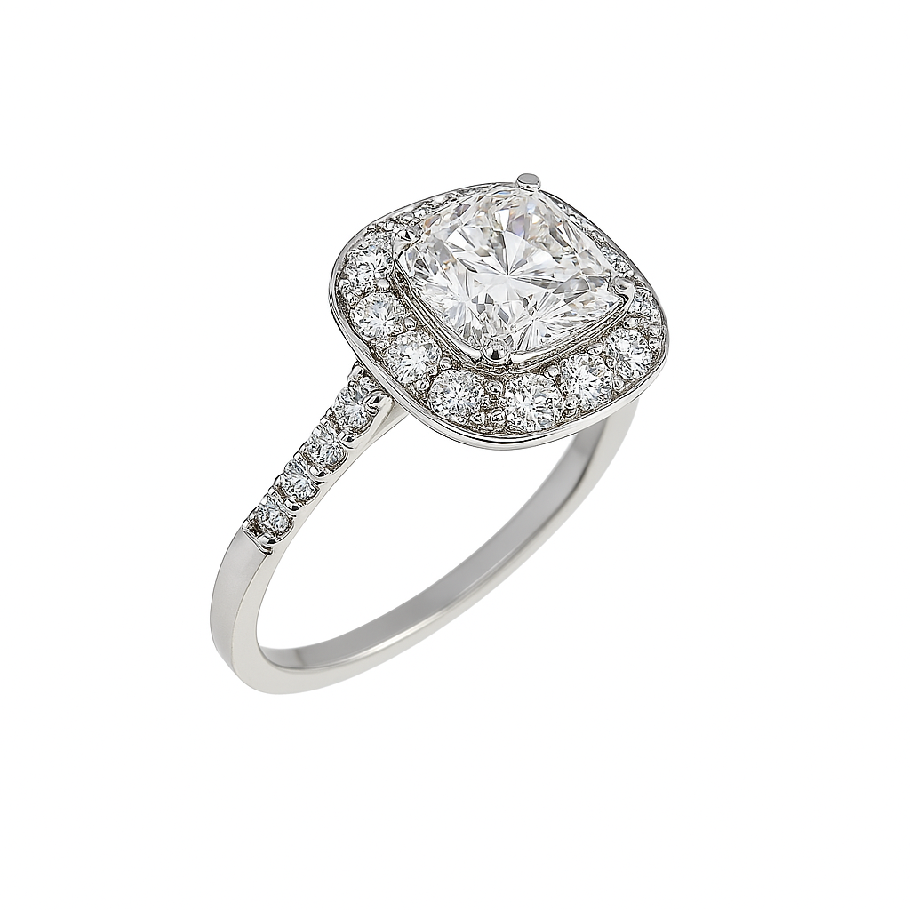 Lab-grown Cushion Halo Ring 21-1.83crt